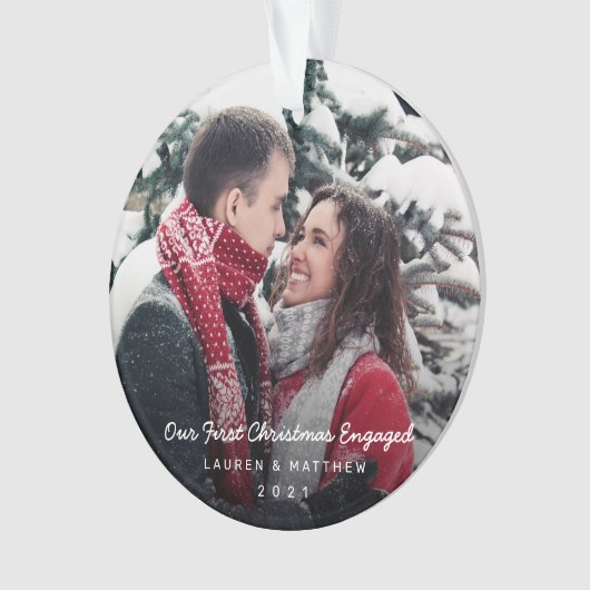 Einfache moderne Verlobung Foto Ornament (Vorderseite)