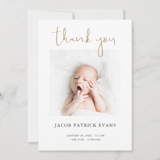 Einfache Moderne Vielen Dank Boy Girl Baby Foto Bi Ankündigung (Vorderseite)