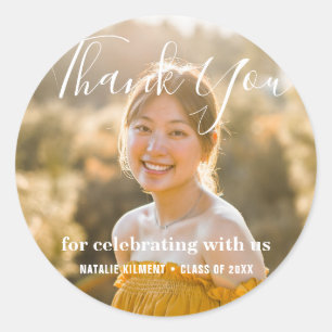 Einfache Moderne Vielen Dank Foto Abschluss Runder Aufkleber