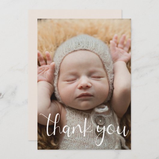 Einfache Moderne Vielen Dank Foto Birth Ankündigun Dankeskarte (Vorne/Hinten)