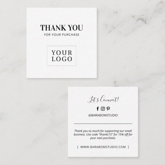Einfache moderne Vielen Dank Geschäftskarten Quadratische Visitenkarte (Vorne/Hinten)