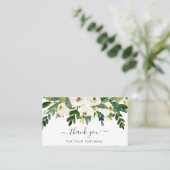 Einfache Moderne Vielen Dank White Floral Elegant Visitenkarte (Stehend Vorderseite)