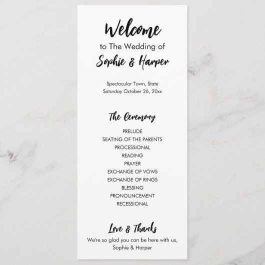 Einfache moderne, vielseitig Lässige Schwarzweiß Programm (Vorderseite)