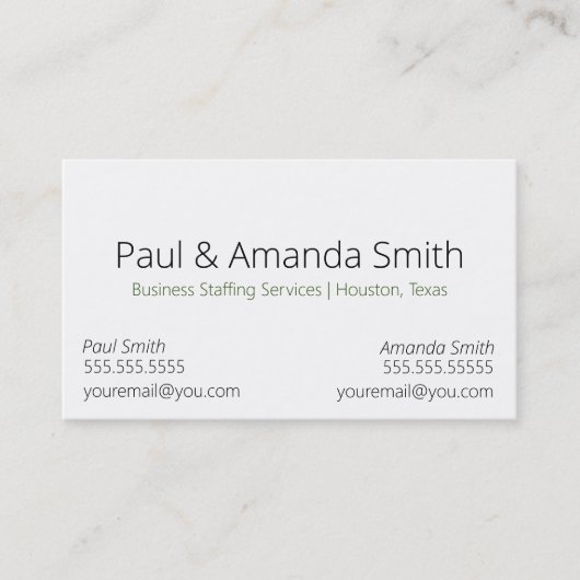 Einfache, moderne Visitenkarte mit 2 Namen & Konta (Vorderseite)