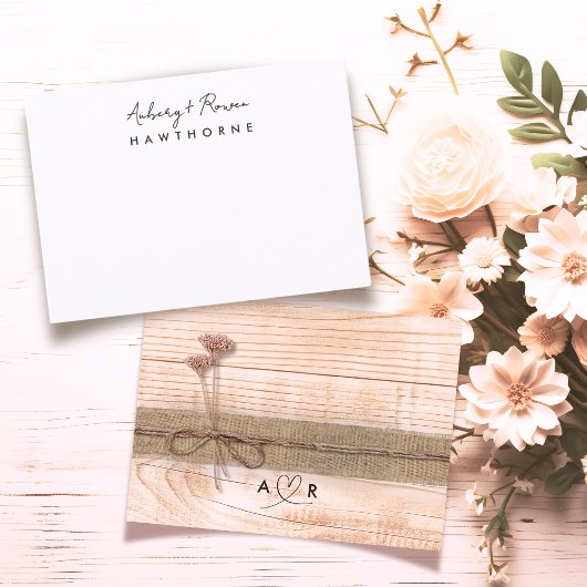 Einfache moderne Vliesstoffe Rustikale Wildblume Mitteilungskarte