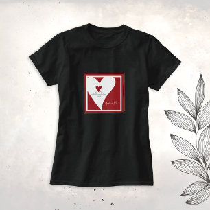 Einfache moderne Vögel in Liebe Rotes Herz T-Shirt