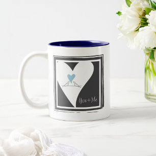 Einfache moderne Vögel in verliebter hellblauer He Zweifarbige Tasse
