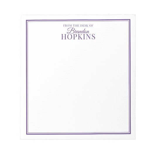 Einfache Moderne vom Schreibtisch aus Lila Notizblock (Vorderseite)