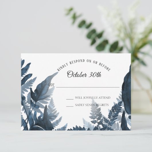 Einfache moderne Wälder Fern Blau und Weiß UAWG Einladung (Stehend Vorderseite)