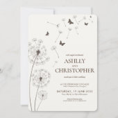 Einfache moderne Walnut Brown Dandelion Wedding Einladung (Vorderseite)