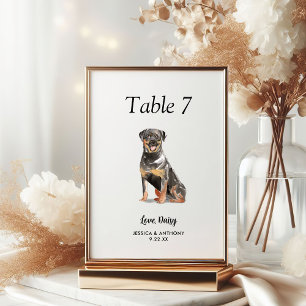 Einfache moderne Wasserfarbe-Hund-Hochzeit Tischnummer
