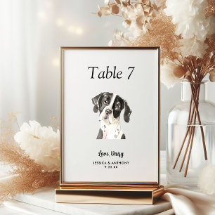 Einfache moderne Wasserfarbe-Hund-Hochzeit Tischnummer