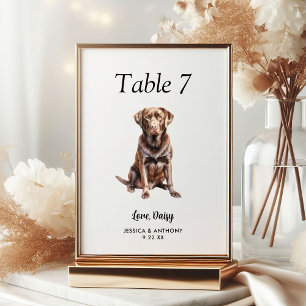 Einfache moderne Wasserfarbe-Hund-Hochzeit  Tischnummer