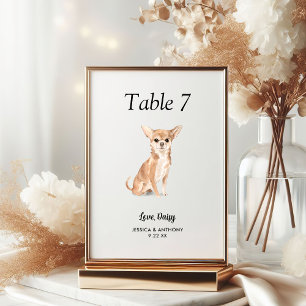Einfache moderne Wasserfarbe-Hunde-Hochzeit Tischnummer