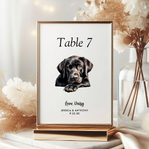 Einfache moderne Wasserfarbe Hundehochzeit Tischnummer