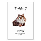 Einfache moderne Wasserfarbe Katze Hochzeit Tischnummer (Vorderseite)