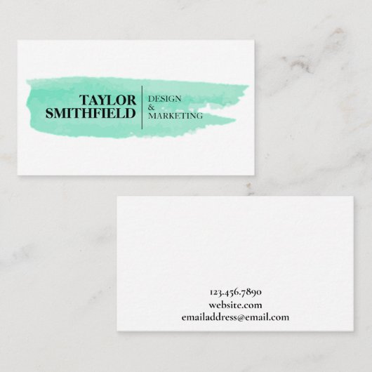 Einfache moderne Wasserfarbe Pinke Stroke Visitenkarte (Vorne/Hinten)