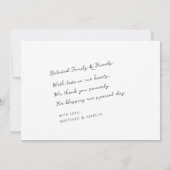 Einfache moderne Wasserfarbenhochzeit Dankeschön-K Dankeskarte (Rückseite)