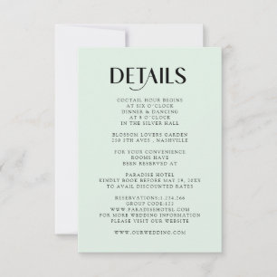 Einfache Moderne Wedding Detail RSVP Karte