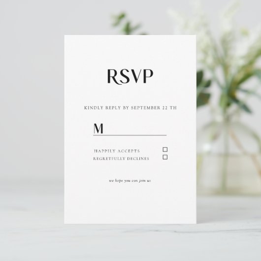 Einfache Moderne Wedding RSVP Karte (Stehend Vorderseite)