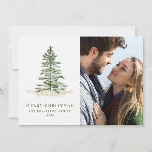 Einfache moderne Weihnachten Evergreen Foto Card