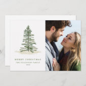 Einfache moderne Weihnachten Evergreen Foto Card (Vorne/Hinten)