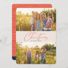 Einfache moderne Weihnachts-Korallen-Script-Foto Feiertagskarte