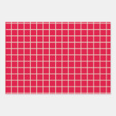 Einfache moderne Weihnachts-Rote Gitter-Muster Geschenkpapier Set (Vorderseite 3)