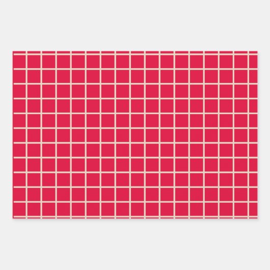 Einfache moderne Weihnachts-Rote Gitter-Muster Geschenkpapier Set (Vorderseite 3)