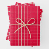 Einfache moderne Weihnachts-Rote Gitter-Muster Geschenkpapier Set (Beispiel)
