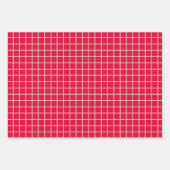 Einfache moderne Weihnachts-Rote Gitter-Muster Geschenkpapier Set (Vorderseite)