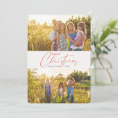 Einfache moderne Weihnachts-Script-Foto Feiertagskarte (Stehend Vorderseite)