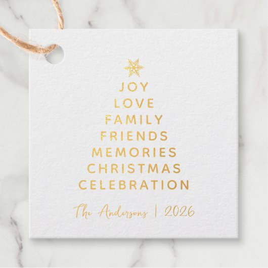 Einfache moderne Weihnachtsbaume wünscht Gold Geschenkanhänger (Vorderseite)