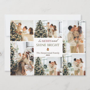 Einfache, moderne Weihnachtsbaumfamilie Foto Colla Feiertagskarte