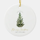 Einfache, moderne Weihnachtsbaumfamilie Keramik Ornament (Vorne)