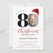 Einfache moderne Weihnachtsfeier 80. Geburtstagspa Einladung (Vorderseite)