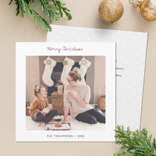 Einfache, moderne Weihnachtskartenvorlage für Foto Feiertagskarte