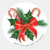 Einfache moderne Weihnachtskleber für Cany Cane Runder Aufkleber (Vorderseite)