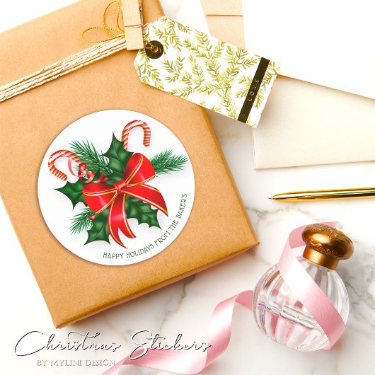 Einfache moderne Weihnachtskleber für Cany Cane Runder Aufkleber