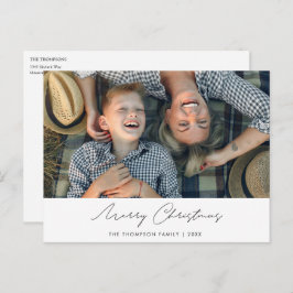 Einfache moderne Weihnachtspostkarte mit Foto Feiertagspostkarte