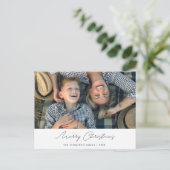 Einfache moderne Weihnachtspostkarte mit Foto Feiertagspostkarte (Stehend Vorderseite)