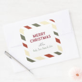 Einfache, moderne WeihnachtsStreifen Familiengesch Quadratischer Aufkleber (Umschlag)