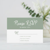 Einfache moderne Weise grüne Typografie Hochzeit RSVP Karte (Stehend Vorderseite)