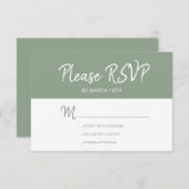 Einfache moderne Weise grüne Typografie Hochzeit RSVP Karte (Vorne/Hinten)