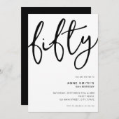 Einfache moderne Weiß 50. Geburtstag Einladung (Vorne/Hinten)