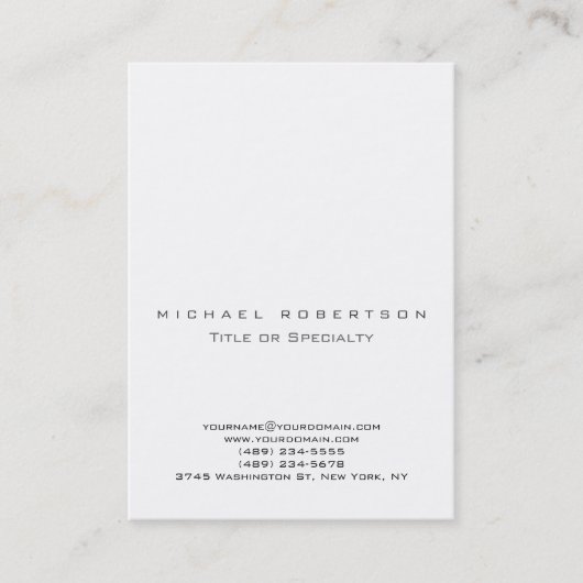 Einfache, moderne, weiße Chubby - Große Visitenkar Visitenkarte (Vorderseite)