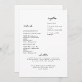 Einfache, moderne, weiße Hochzeitsdetails Einladung (Vorne/Hinten)