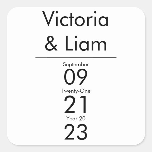 Einfache, moderne weiße Hochzeitsfeier Quadratischer Aufkleber (Vorderseite)
