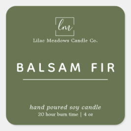 Einfache, moderne, weiße Logo-Kerze Quadratischer Aufkleber