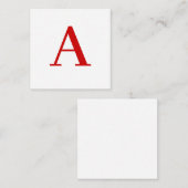 Einfache moderne weiße rote Monogramm-Initiale Begleitkarte (Vorne/Hinten)